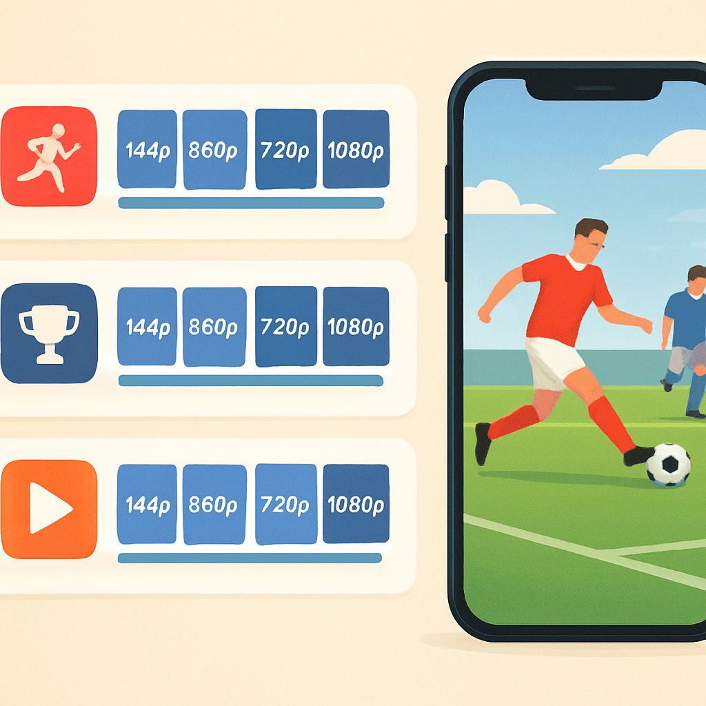 스포츠 중계 앱별 시청 품질과 데이터 사용량 비교 이미지